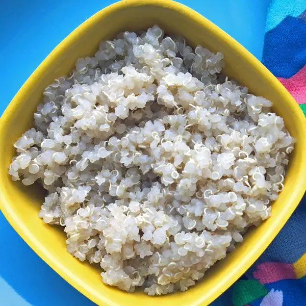 tasse de graines de quinoa blanches cuites
