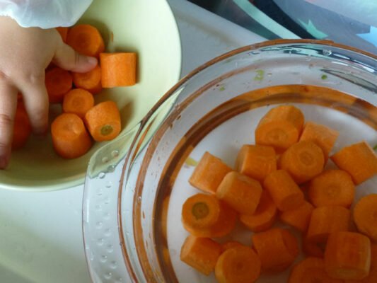 Rondelles de carottes lavées