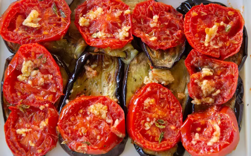 Tomates et aubergines cuites à la plancha 
