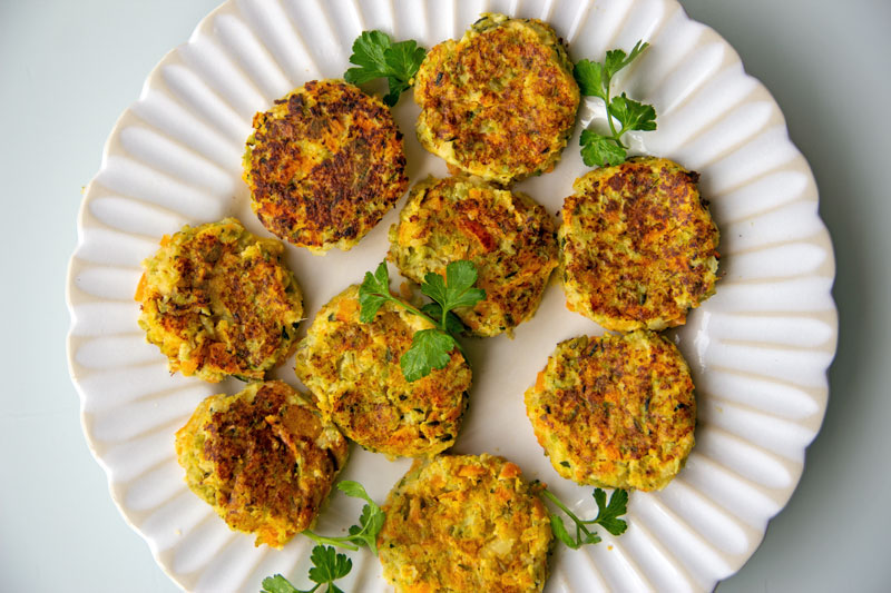 Petites galettes de légumes et polenta