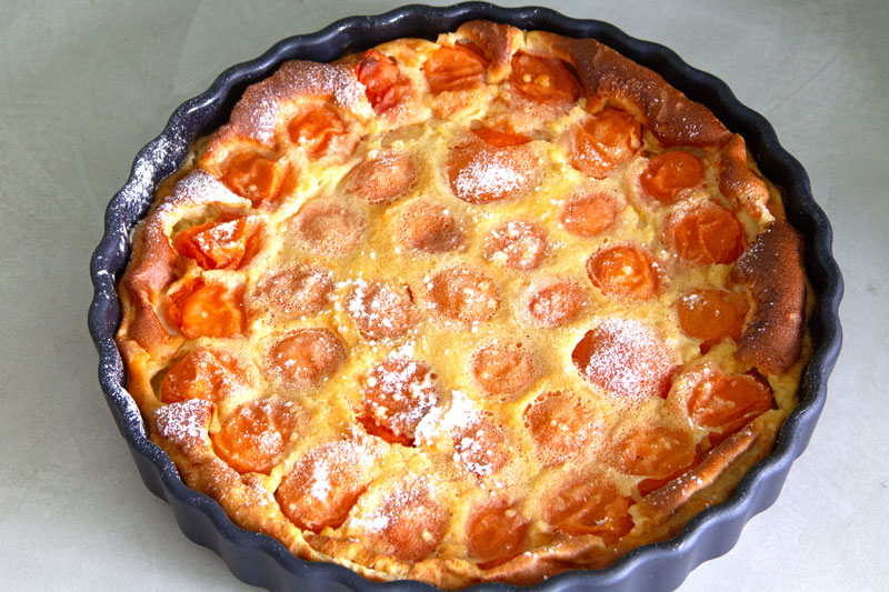 Clafoutis au abricots frais dans son moule